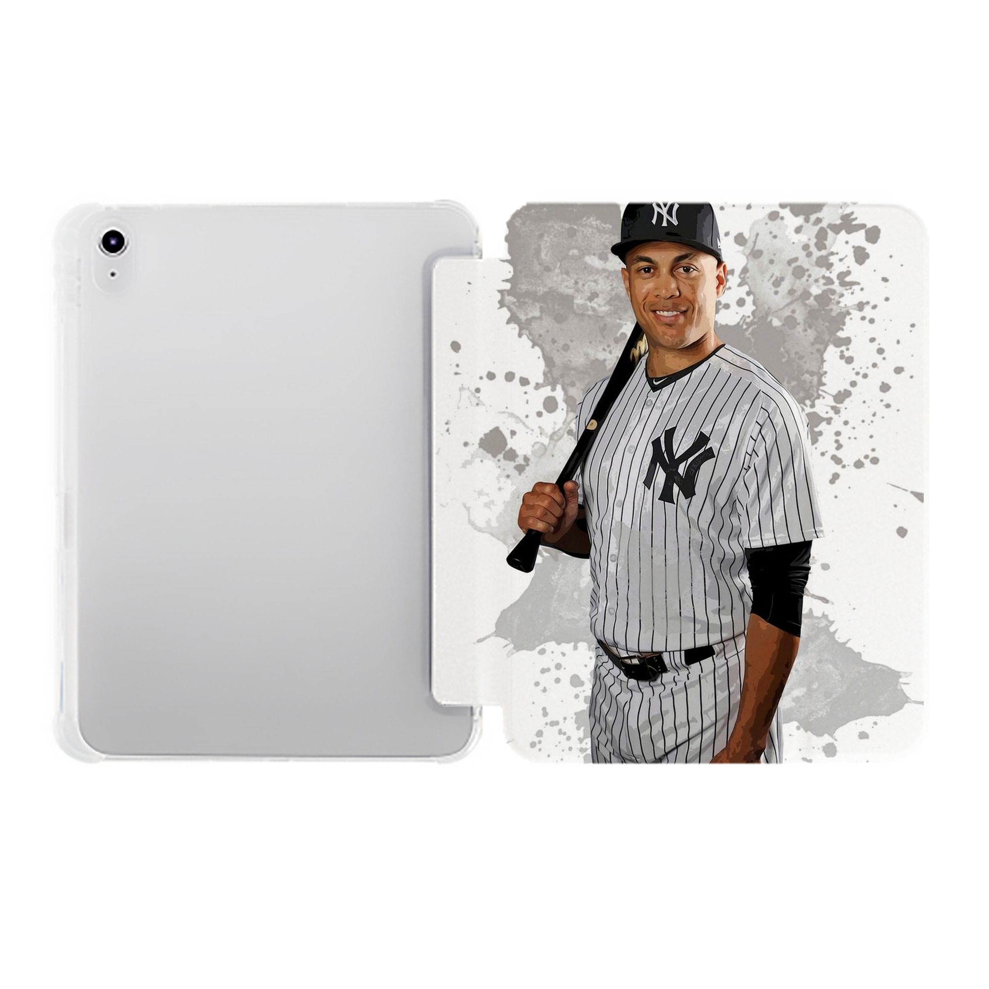 Giancarlo Stanton 32 Premium Tri-Fold PU Leather & Silicone IPad Case With Pencil Slot – Fits 9.5,10.5,10.9 – Adjustable Stand, Slim, Protective